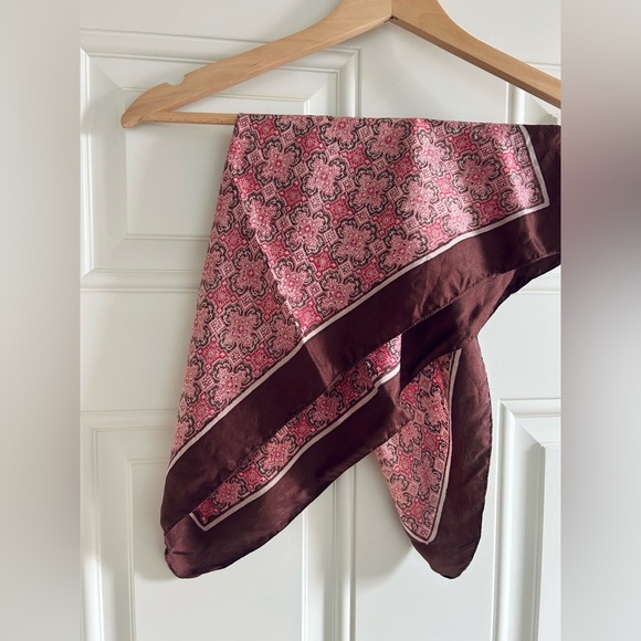 Vintage 1960-70’s LIBERTY of London Silk Scarf Made In England Brown/Red/Pink - Picture 6 of 16